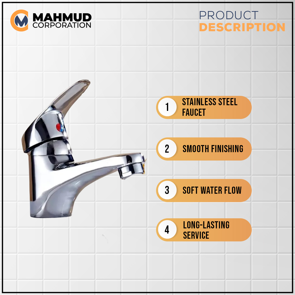 Bathroom Sink Chrome Finish Single Handle Basin Faucet Water Tap-MHN