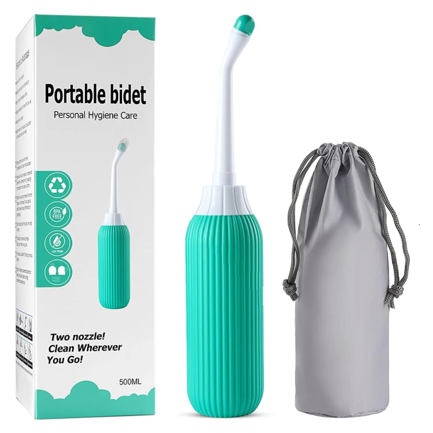 Portable Bidet Sprayer for Toilet | Travel Friendly Plastic Body | Modern Handheld Bidet for Personal Hygiene | Easy to Use & Leakproof (500ml)