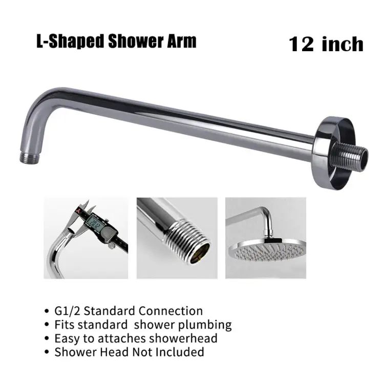 (14)" wall ceiling round shower arm stainless steel chromed bathroom shower accessories top shower head fixed pipe shower holder