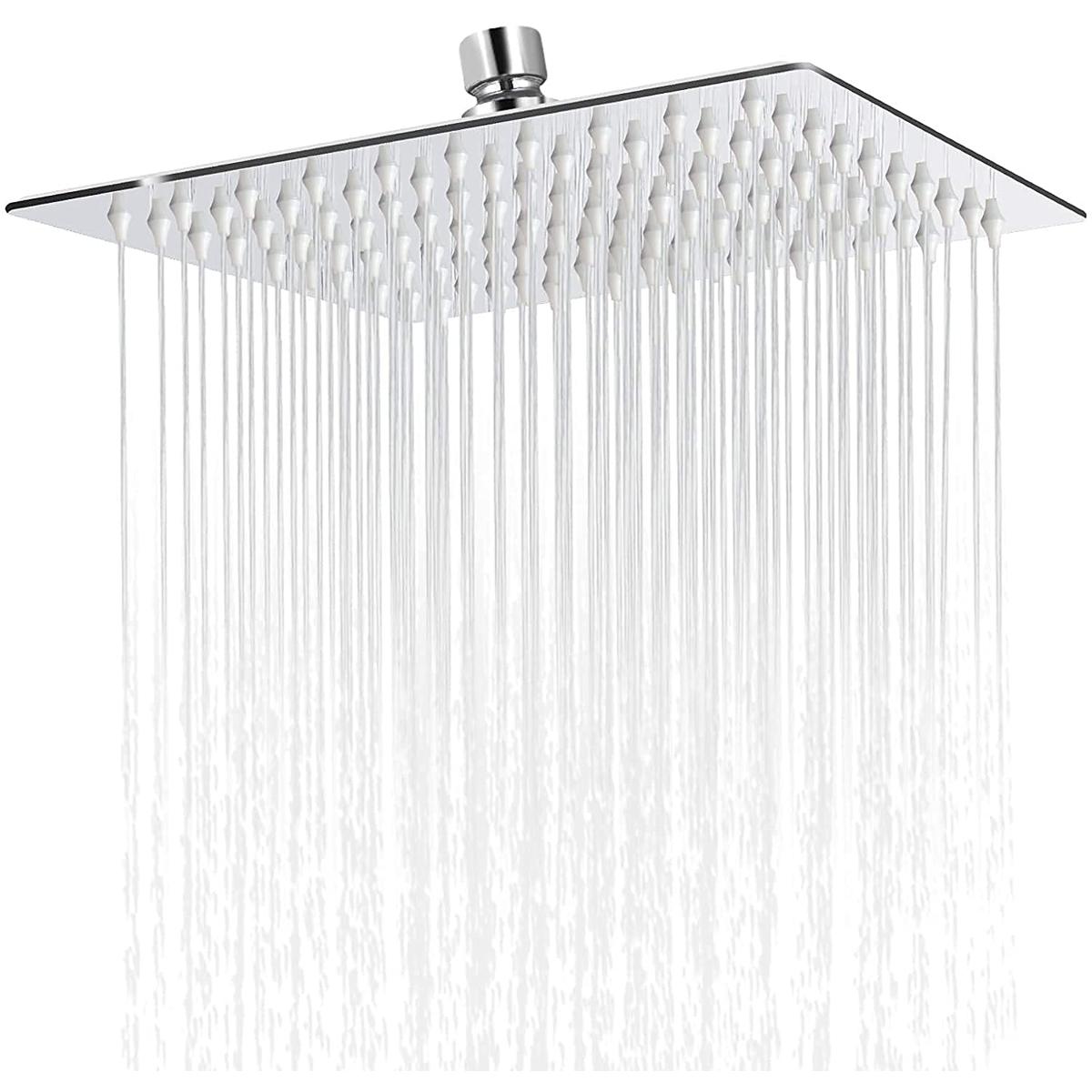 TOSCH Mirror Stainless Steel 304 Square Ultra Slim High Pressure Rainfall Shower Head for bathroom Chrome Finish (8 INCH) (WITHOUT SHOWER ARM)