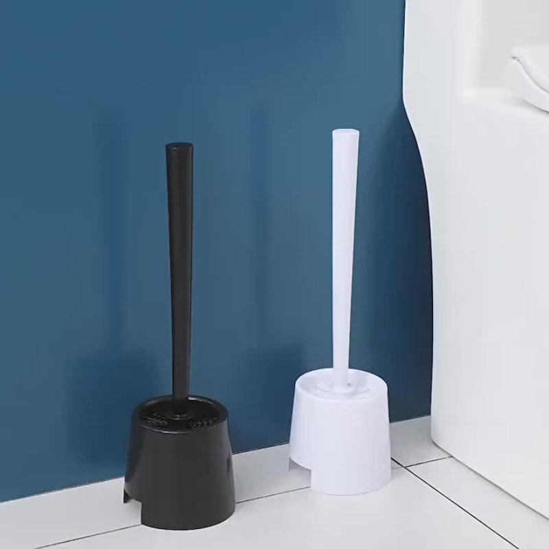 1pc Toilet Brush and Holder Set - Long Handle Bathroom Flexible Deep Cleaning Brush,  Portable Toilet Brush with Holder